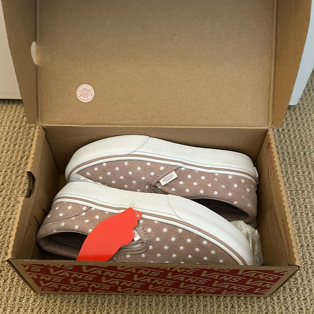 pink/purple polka dot vans shoes size 3 (kids)